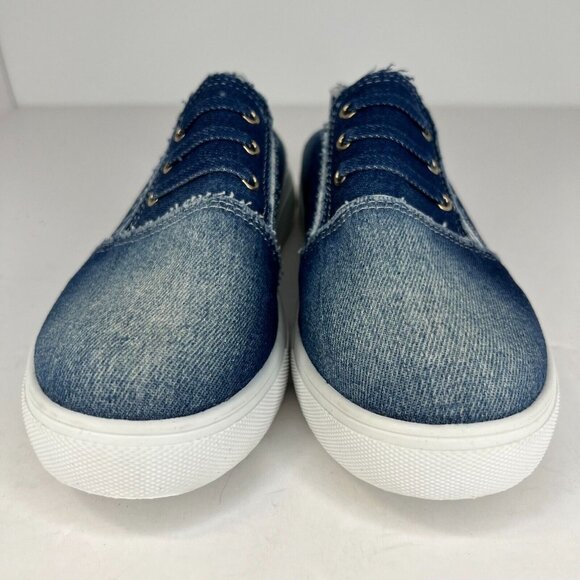 Womens Blue Casual Slip On Denim Canvas Flats Solid Round Toe Size 8.5  Loafers - Picture 3 of 8